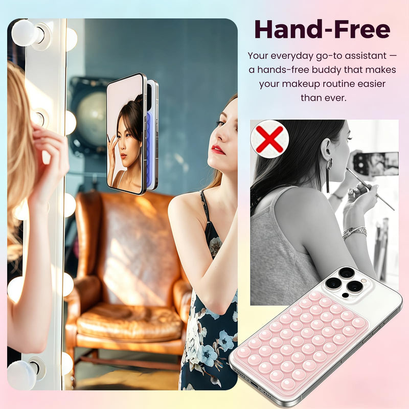 Anteel 2026 Upgraded 2 Pack Silicone Suction Cup Phone Case Mount Double Sided, Non Slip Phone Accessories, Hands-Free Strong Grip Silicon Phone Holder for Selfies and Videos (Baby Blue&Clear) Baby Blue&Clear