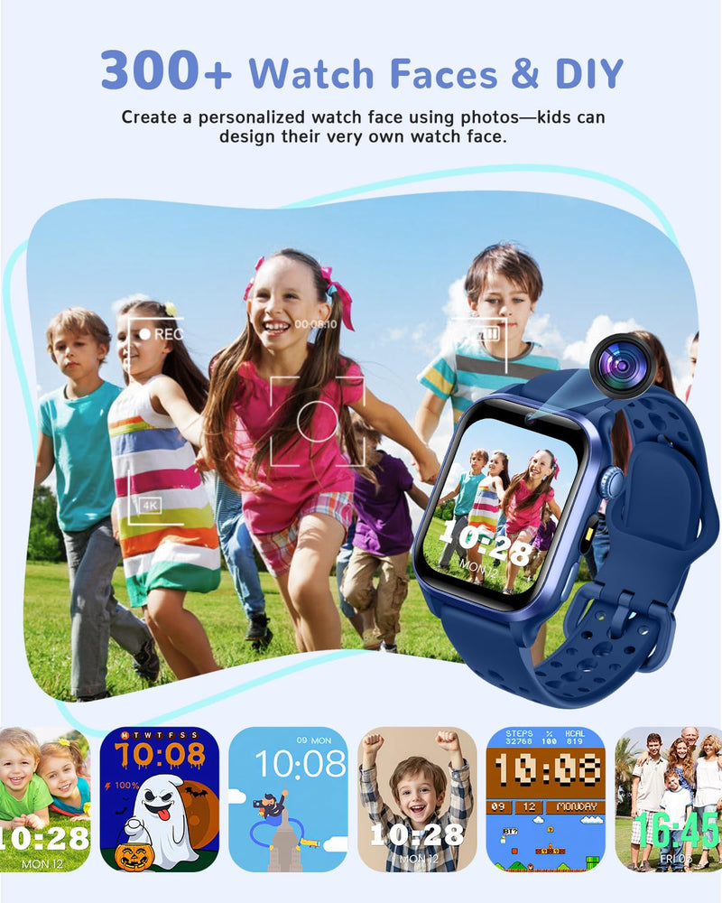 RUXINGX Kids Smart Watch No APP, 1.52" Smart Watch Fitness Trackers (Blue) | Camera,Puzzle Games,Heart Rate, Sleep Monitor,Music Player,Pedometer, for Girls Boys Teens 3-12 Blue