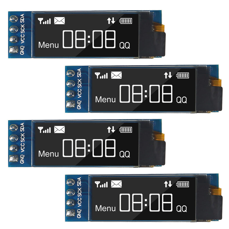 4pcs I2C Display Module 0.91 Inch I2C OLED Display Module I2C OLED Screen Driver DC 3.3V~5V 4PINS for Arduino ESP32 ESP8266 AVR PIC STM32 for Raspberry pi (10pcs White) 10pcs White