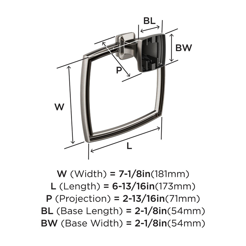 Amerock BH36032G10 | Brushed Nickel Towel Ring | 6-13/16 in (173 mm) Length Towel Holder | Revitalize | Hand Towel Holder for Bathroom Wall | Small Kitchen Towel Holder | Bath Accessories 1-Piece