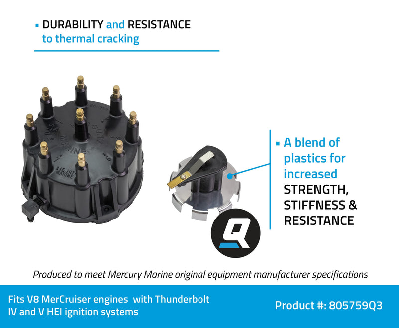 Quicksilver 805759Q3 Distributor Cap Kit for Marinized V8 Engines by General Motors w/Thunderbolt IV and V HEI Ignition Systems
