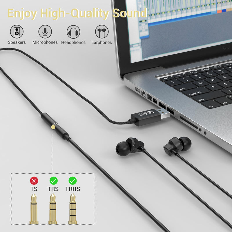 Cubilux USB to 3.5mm Jack Audio Adapter,USB A to AUX Cable with TRRS 4-Pole Adapter,External Stereo Sound Card Compatible with PS5 PS4, Windows Linux Laptop PC Computer Raspberry Pi, 4 FT 192KHz/24-bit USB to TRRS Extension Cord, 4 Feet