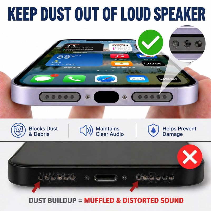 Loud Speaker Replacement for iPhone 14 - Ringer Buzzer Assembly with Back Glass Seal Adhesives & Dust Meshes - Compatible with A2649 A2881 A2882 A2883 A2884