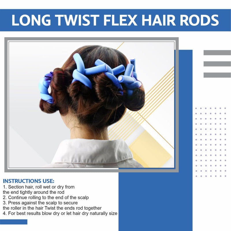 Curlers Hair Rollers Flexi Bendy Foam Roller Flexible Curling Rods Heatless Curlers Long Short Medium Hair No Heat For Sleeping Styling Hair Rollers Salon Diy 12 Pieces Blue 15 mm
