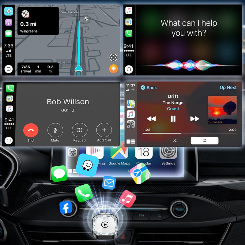 2026 Wireless CarPlay Android Auto Adapter, 2-in-1 Wireless CarPaly Dongle, Fast Auto-Connect, Vented Cooling, Plug and Play for OEM Factory Wired CarPlay Vehicles Black