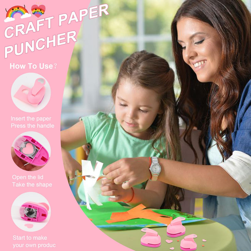 Rongon 3PCS Paper Punches for Crafting, Heart Hole Punch for Kids, Scrapbook Punch for Photos, Paper Puncher Tool for Wedding Day Greeting Card DIY Scrapbooking Albums Arts