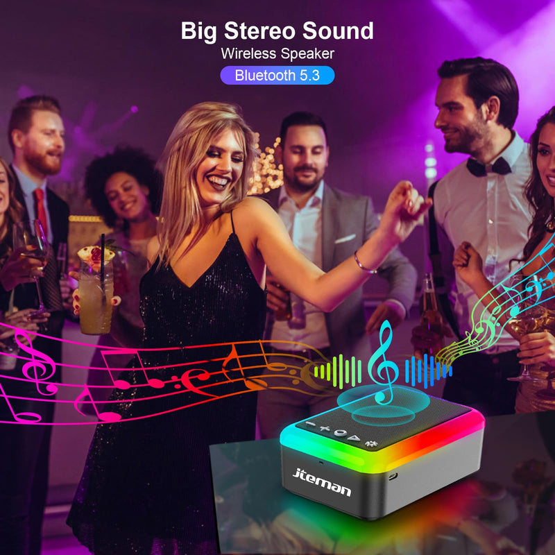 JTEMAN Cell Phone Stand with Bluetooth Speaker and Rhythm-Synced Light, Unique Birthday Gift Ideas