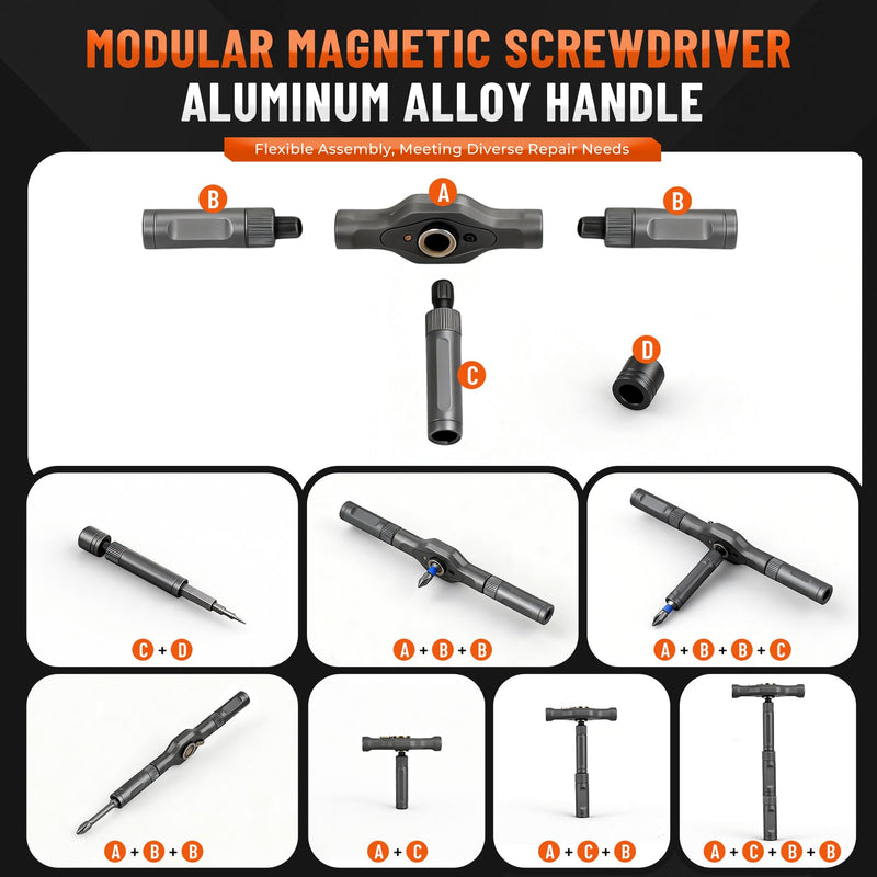 66 in 1 Magnetic Ratchet Screwdriver Set, Professional S2 Steel Precision Tool Kit with Allen Key & Hex Wrench, Ratcheting Driver for Furniture Assembly, Laptop Repair, Gift for Men