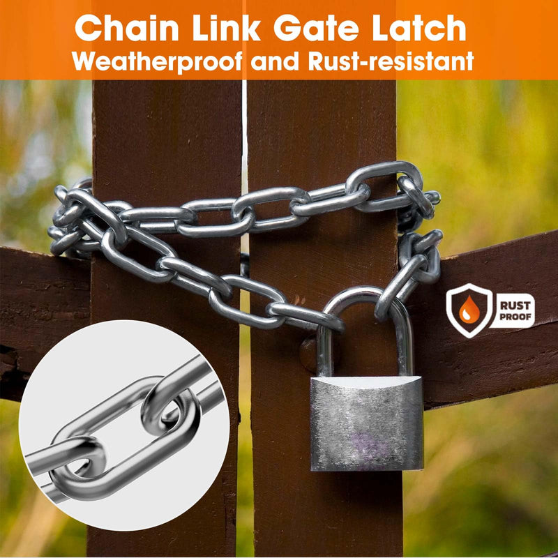 Gate Chain Lock, 23.6 Inch 304 Stainless Steel Chain Fence Gate Latch with Carabiner, Outdoor Hardware Lock Chain for Yards, Pet Cages, Horse Goat Dog Stall Barn and Fence Gates (Silver Dia 5mm-2Pcs) Silver Dia 5mm-2Pcs