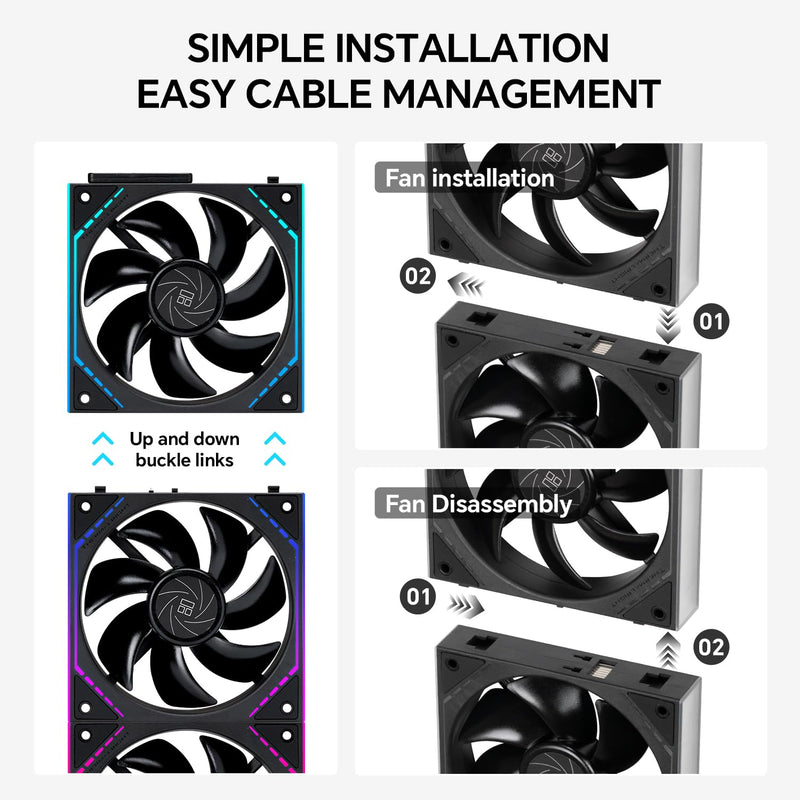 Thermalright TL-M12Q X3 120mm PC Case Fans, 2000RPM, 68.9CFM, 3-Pack | Clean Daisy Chain Wiring, PWM/ARGB Sync, Infinity Mirror Lighting Black 3-Pack Standard Airflow