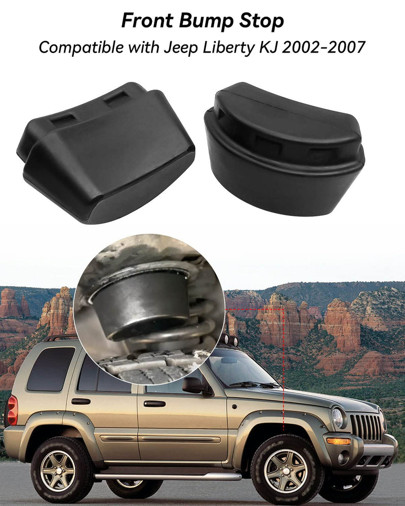 2PCS Front Bump Stop Replace AA-520888684, Jounce Bumper Kit Fit for Jeep Liberty KJ 2002 2003 2004 2005 2006 2007 Black 2PCS Front Bump Stop Black