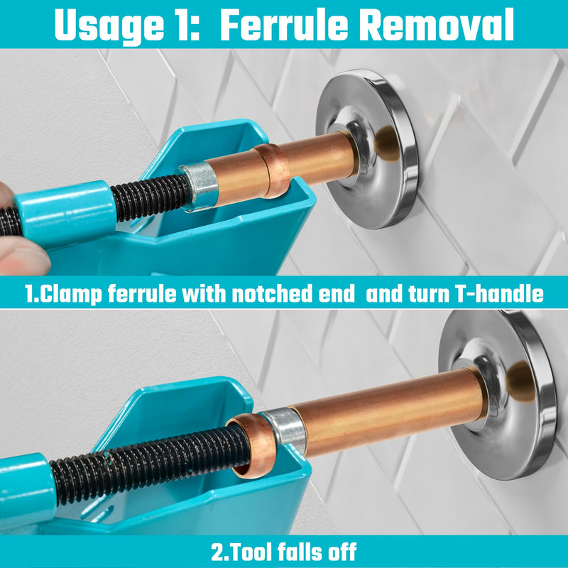 DURATECH Compression Sleeve Puller Tool, Remove 1/2 ” Ferrule and Nut of Copper Tubing, Blue, Without Damage, Corrosion Resistance, Plumbing Tools in Kitchen, Sinks, and Bathtubs