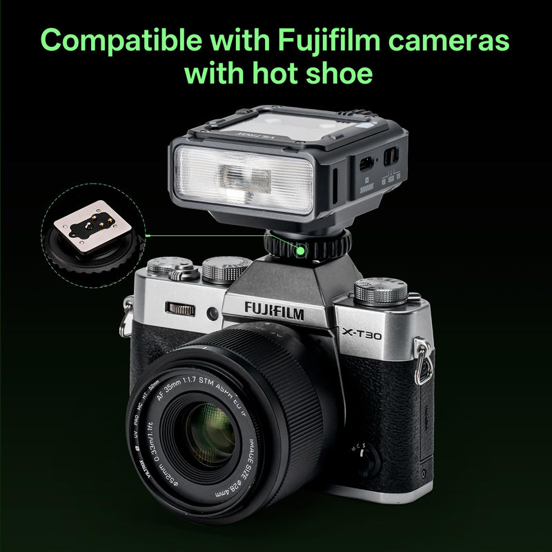 VILTROX Spark Z3-F TTL Camera Flash for Fujifilm, Retro Hot Shoe Flashes with TTL & Manual Modes, USB-C Rechargeable Compact Speedlite with Adjustable Brightness, Detachable Softbox, Gray Spark Z3-F-Gray