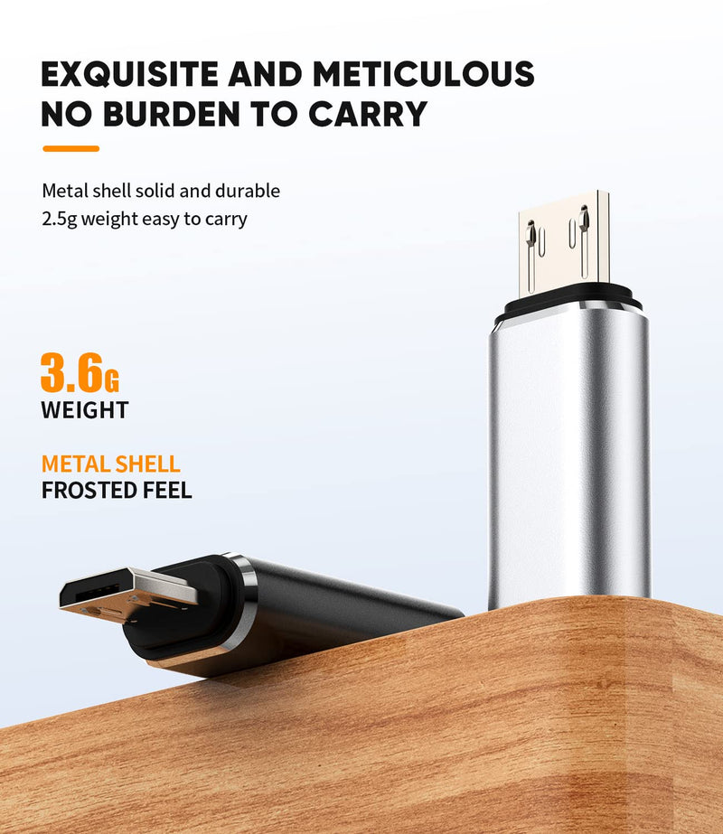 USB-C Female to Micro USB Male Charging Adapter 3 Pack Type C Data Cable USB-C to Micro USB Connector for Android Mobile Phone Compatible with Samsung S7 S6 S7 Active Note 4 Note 5 A7