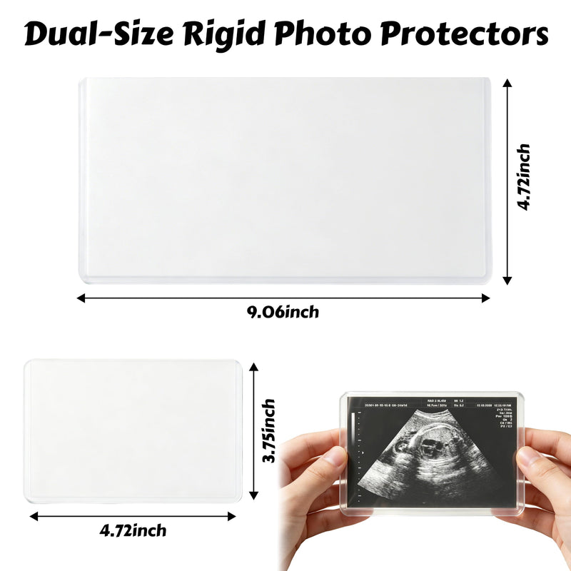 15 Pack Ultrasound Photo Protector Sleeves, 3x5in and 5x9in Combo Set | Easy insert Side Loading Rigid PVC Sleeves for Sonogram Pregnancy Memory Book