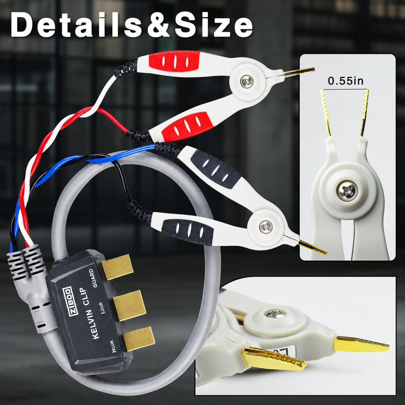 ZIBOO ZB-L100K Handheld LCR Test Clip Universal Digital Bridge Kelvin Test Line SMD Chip use for DE-5000 LCR Meter