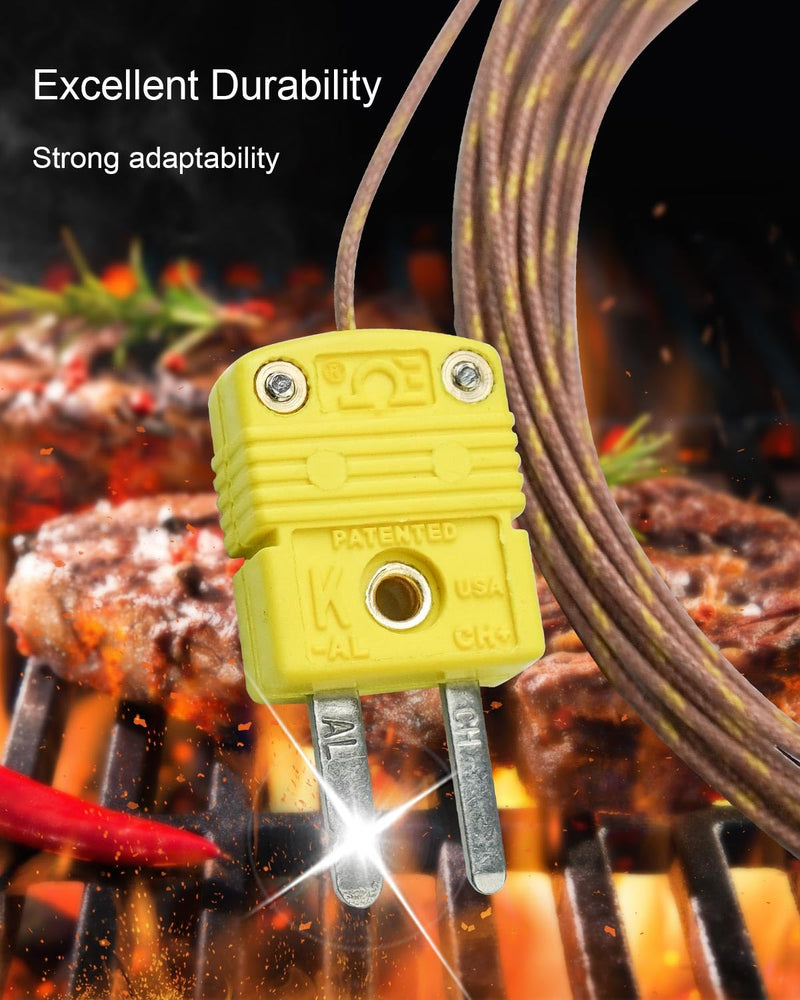 5Pcs K Type Mini-Connector Thermocouple Temperature Probe Sensor, 1 Meter Long Temperature Sensing Line, Measure Range -50°C~482°C (-58°F~899°F) 1 M