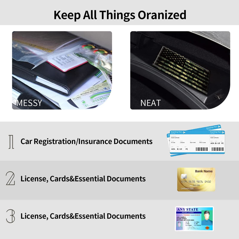 Car Registration and Insurance Holder, Leather Car Glove Box Organizer, Cool Car Accessories for ID, Driver's License Cards & Essential Document, business cards, Men&Women,Military Camouflage USA Flag Military Camouflage USA Flag