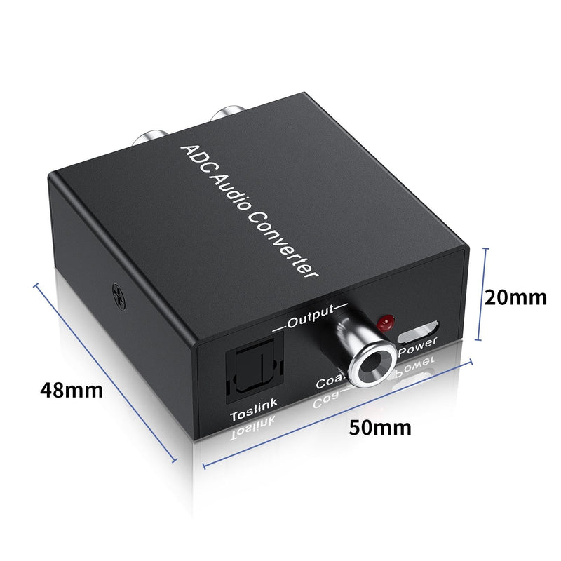 Analog to Digital Audio Converter Fits for RCA to Optical Coaxial, R/L or 3.5mm Jack AUX to Digital Coaxial & Toslink SPDIF Audio Converter Adapter for PS4 Xbox HDTV DVD Amplifier Speaker Soundbar