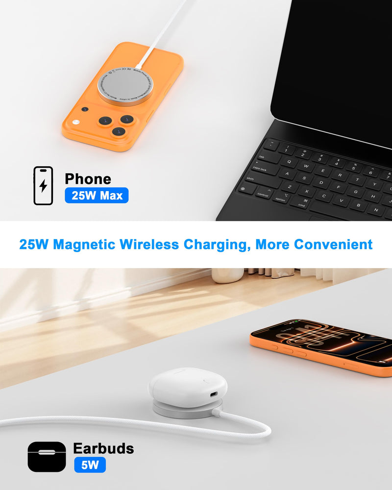 [Apple MFi Certified] 25W Magnetic Wireless Charger Apple Mag Safe Charger | 40W USB C Charger Block & 25W Mag-Safe Wireless Fast Charging Pad, for iPhone 17 16 15 14 13 12 Pro Max/AirPods 4/3/2/Pro White