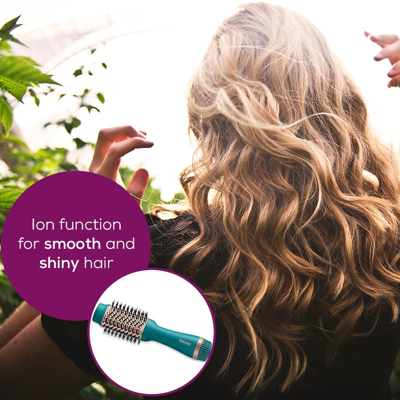 Beurer HC45 Ocean 2-in-1 Volumising Hair Dryer Brush, Drying Brush for Easy Styling and Added Volume, Ceramic Keratin Coating, 2 Heat & Speed Settings, Perfect Styling Brush with Ion Function