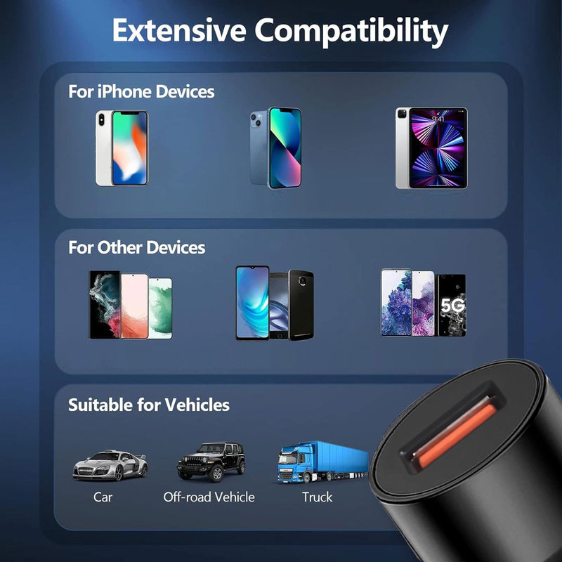 4 Pack Black Single USB-A Car Charger, Mini Car Cigarette Lighter Charger, No Charging Cables Included