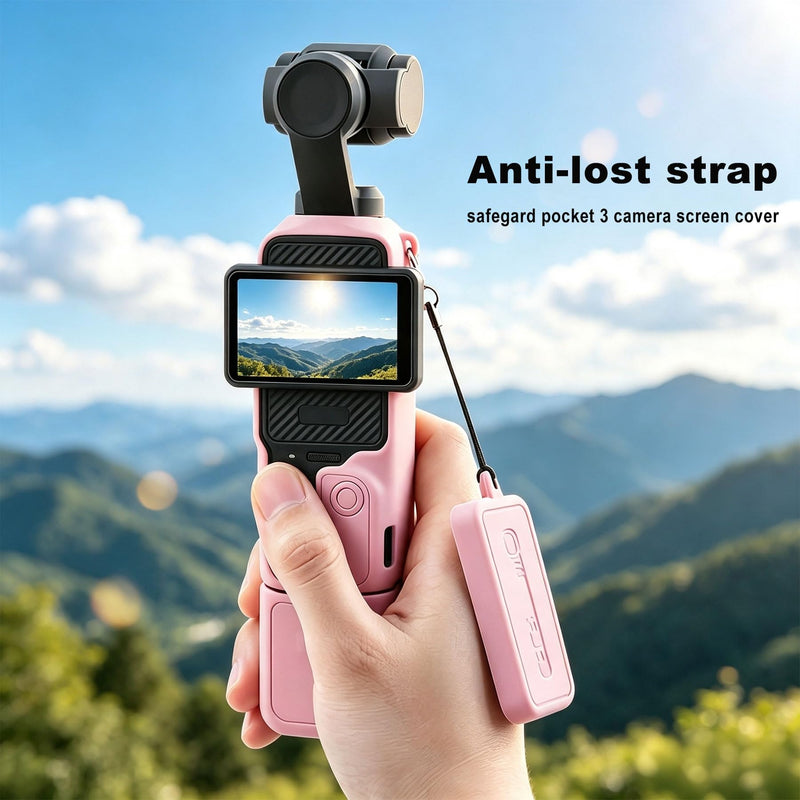 Soft Silicone Protective Case Set for DJI Osmo Pocket 3/Xtra Muse Camera, Anti-Scratch Lightweight Full Coverage Pocket 3 Case Cover Skin with Screen Protectors & Mic Cover Sleeve, Pink