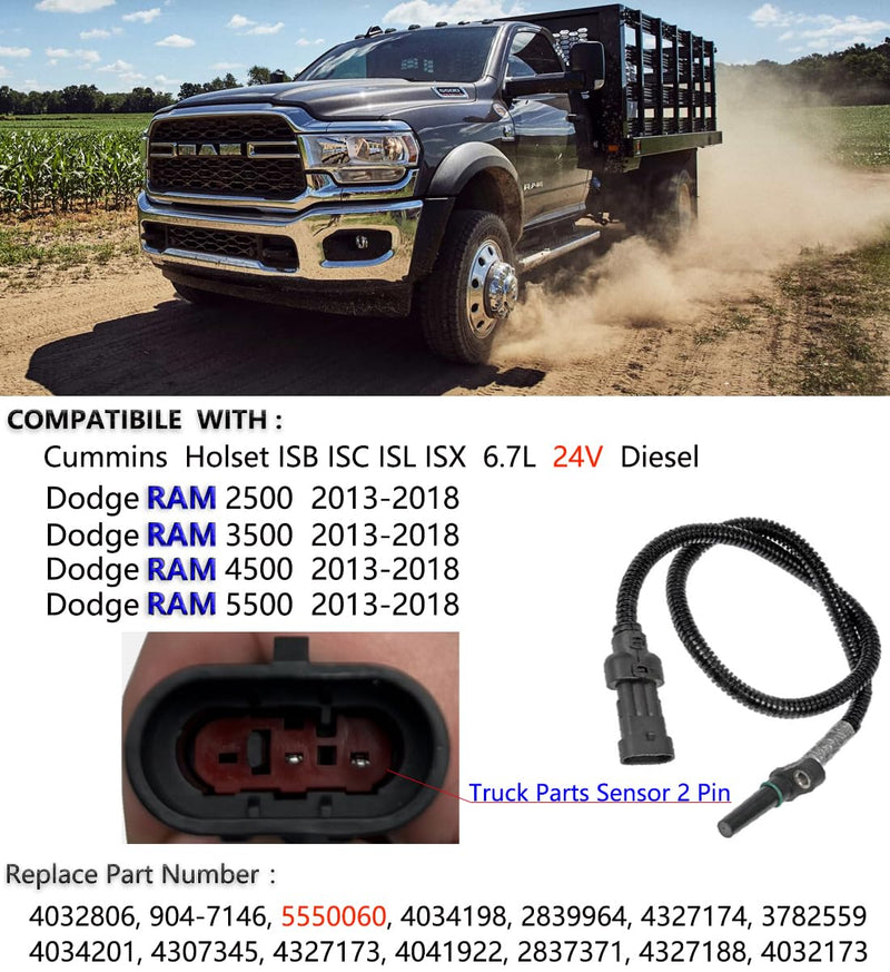Turbocharger Speed Sensor RAM 6.7, Turbo Charger Output Speed Sensor for Cummins Holset ISB ISC ISX 6.7L Diesel Dodge RAM 2500 3500 4500 5500 4032806 CHENHO Turbocharger Speed Sensor For 2013-2018
