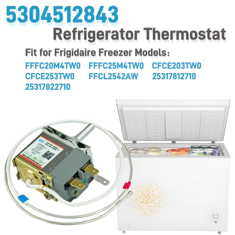 5304512843 Refrigerator Temperature Control Thermostat fit for Frigidaire, 2-Pins Sensor Probe Refrigerator Thermostat, fit for Frigidaire Freezer Parts WPF30R-EX Temperature Control Thermostat