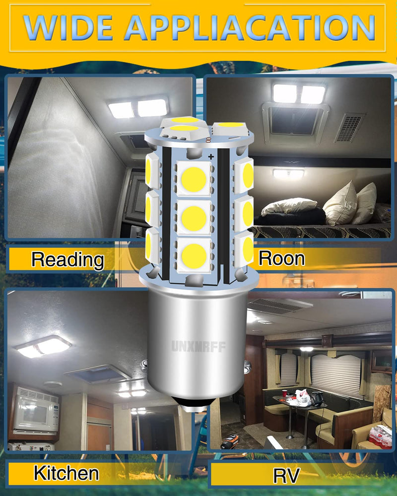 UNXMRFF 1156 LED Bulb White Super Bright 1073 1003 BA15S 7506 1141 LED Bulbs 5050 18-SMD Replacement for 12V RV Interior Ceiling Dome Light/Travel Trailer/Boat Indoor/Camper Light Bulbs (Pack of 6) 6PCS