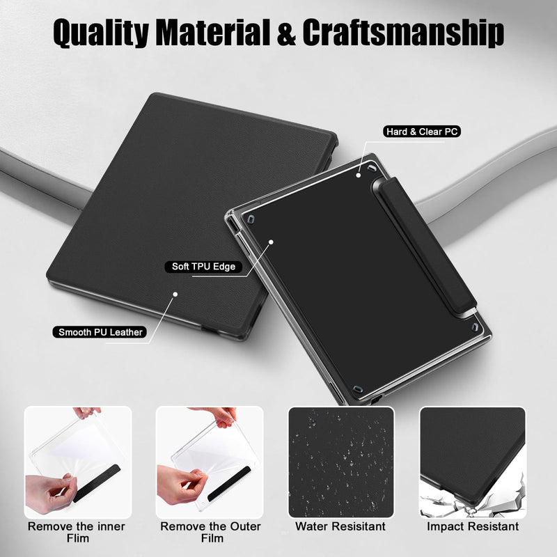 Case for Onyx Boox Go Color 7 (Gen I/II, 2024/2025) / Boox Go 7 B/W (2025), boox go 7 Case with Detachable Magnetic Closure Auto Sleep/Wake, Slim Shockproof Clear TPU Back Cover (Black) Black-2