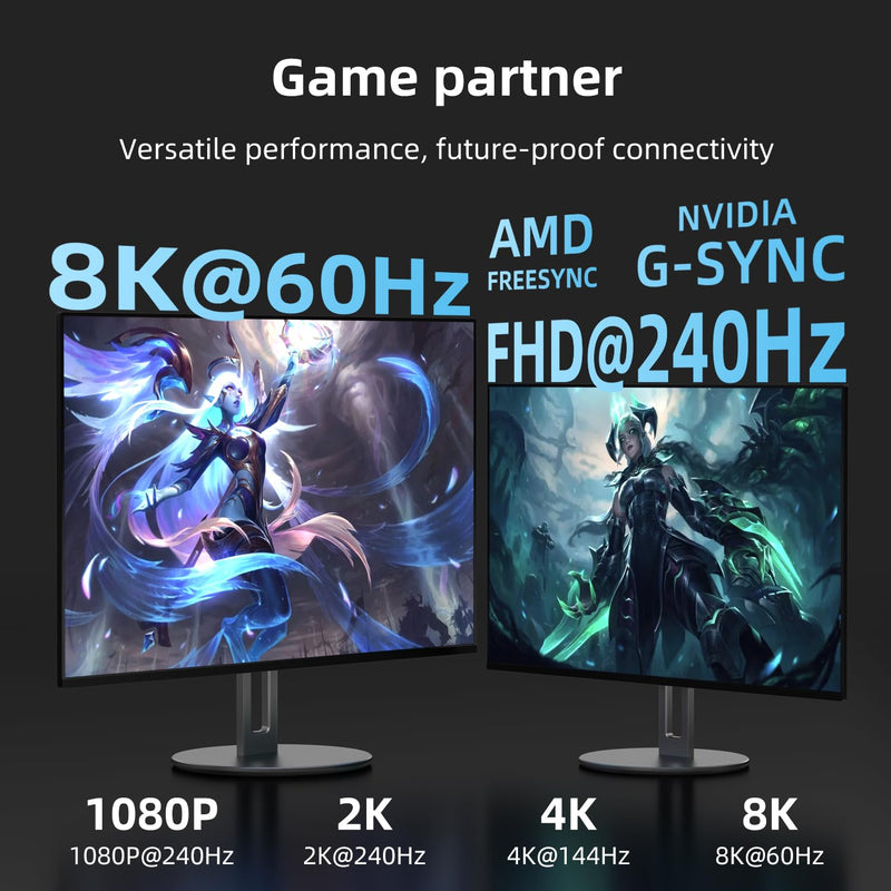 8K Displayport Cable 6ft 1.4 Cable - High Speed DisplayPort [8K@60Hz, 4K@144Hz, 2K@240Hz] Supports 32.4Gbps,and is Used for HDR, FreeSync G-Sync, Gaming Monitor PC TV Graphics