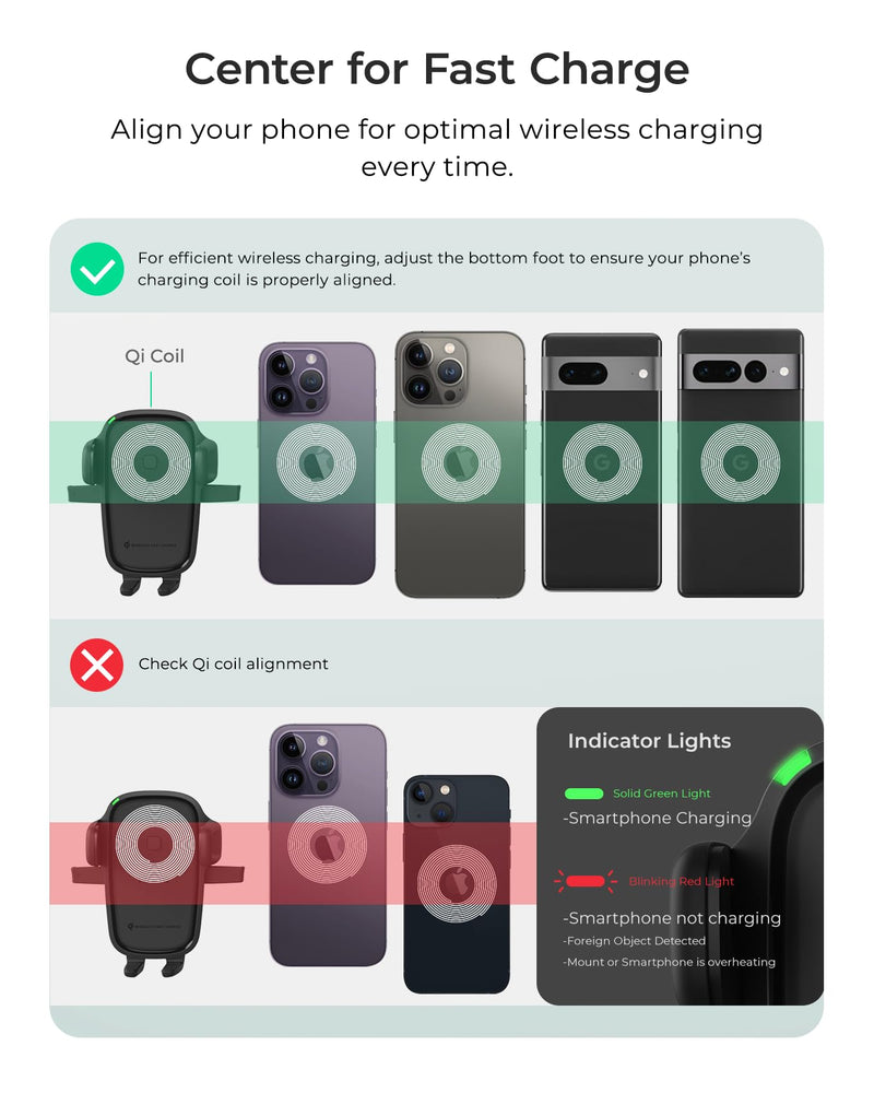 iOttie Easy One Touch Wireless 3 Dash & Windshield Car Mount, 15W Qi Fast Charging Phone Holder, One-Handed Auto Clamp, Adjustable Smartphone Mount for iPhone 17 Pro Max, iPhone 12-17, Samsung, Pixel