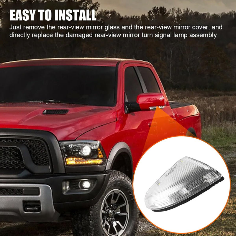 Front Mirror Turn Signal Puddle Light for Dodge Ram 1500 2009-2018,Side Marker LED Light Lamp Assembly for Ram Replace 68064949AA/48AA (Left (Driver) Side) Left (Driver) Side