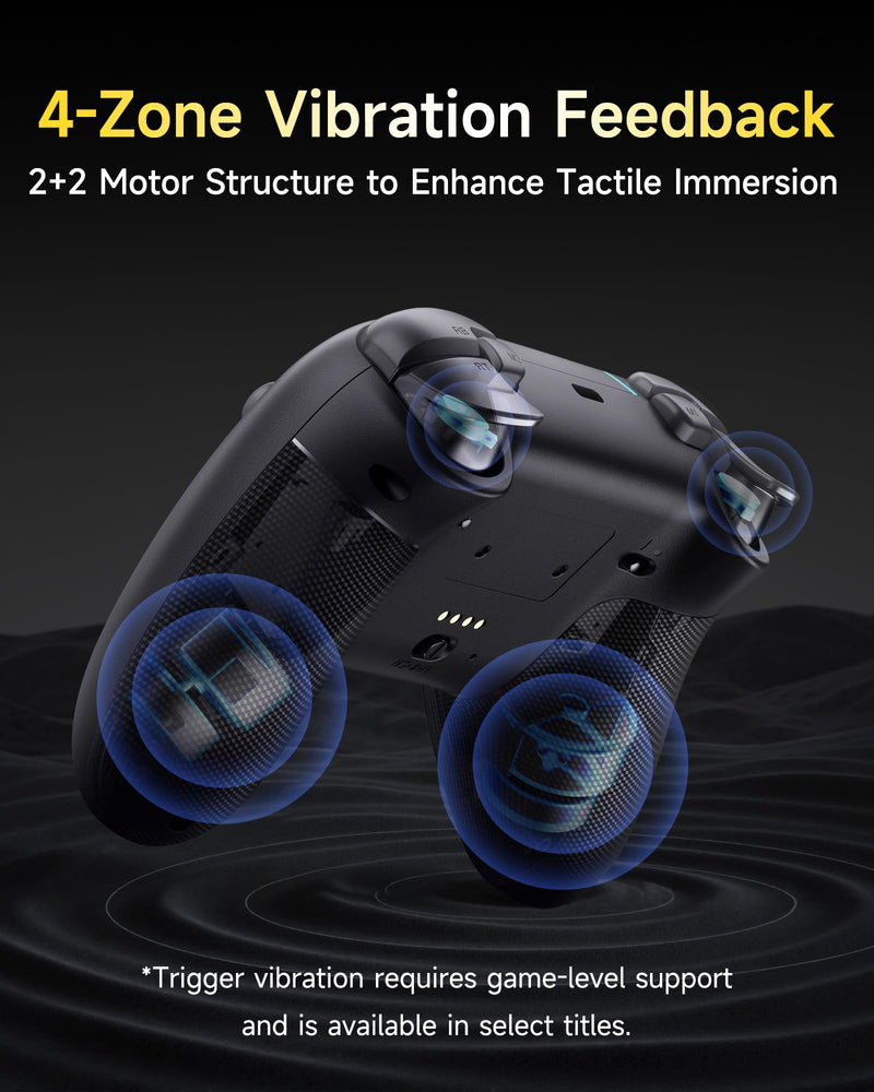 EasySMX X05Pro Wireless PC Gaming Controller with Smart Charging Dock | Hall Effect Joysticks, Full Quiet Buttons, Dual-Stage Linear Triggers, 8-Way D-Pad, PC/Android/iOS/Switch Compatible, Black