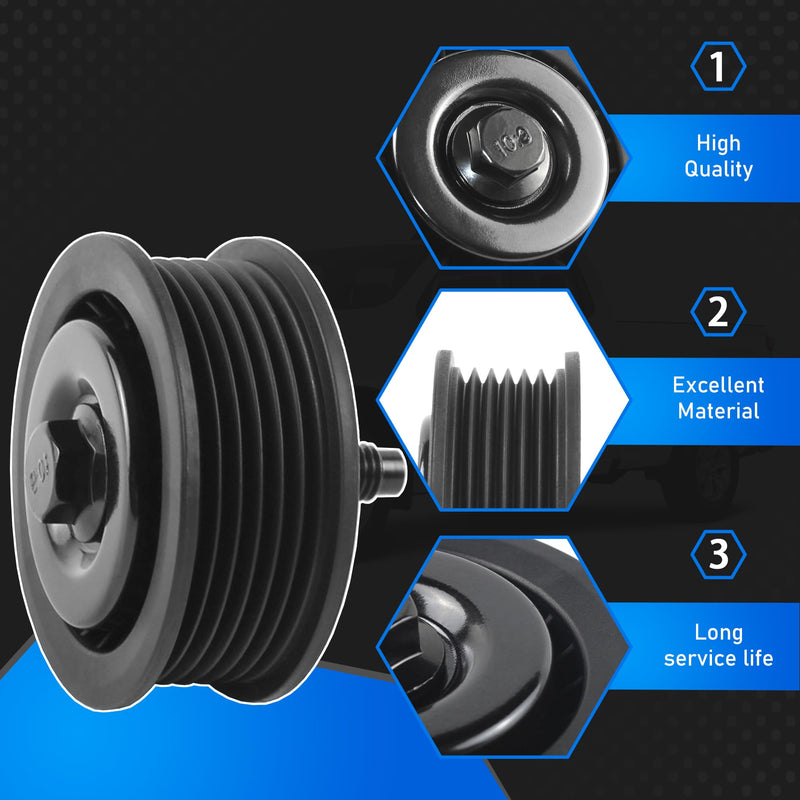 12700122 Drive Belt Idler Pulley Compatible with 2014-2015 Chevy Cruze 2019-2022 Chevrolet Silverado 1500 LTD Tahoe Suburban GMC Sierra 1500 Yukon Cadillac Escalade ESV Replaces 12720530