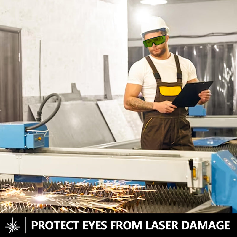 JILERWEAR Professional 190-450&740-1100nm OD6+ Laser Safety Glassess,808nm Infrared Laser Engraving Protective Goggles Green Large
