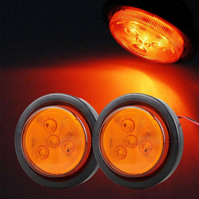 NEW SUN® Ultimate 4 Pack 2.5" LED Trailer Marker Lights, Amber & Red, Waterproof with Round Reflex Design, 4 Diodes, 12V Grommet & Wire for Boat, Truck, RV, Camper Trailers 2R+2A