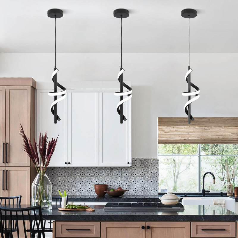 CANEOE Black Pendant Light Fixtures, Dimmable Modern LED Pendant Lights for Kitchen Island, Small Kitchen Island Pendant Lighting for Dining Room Bar Living Room Bedroom Hanging Light Fixtures,1 Pack Black,Dimmable