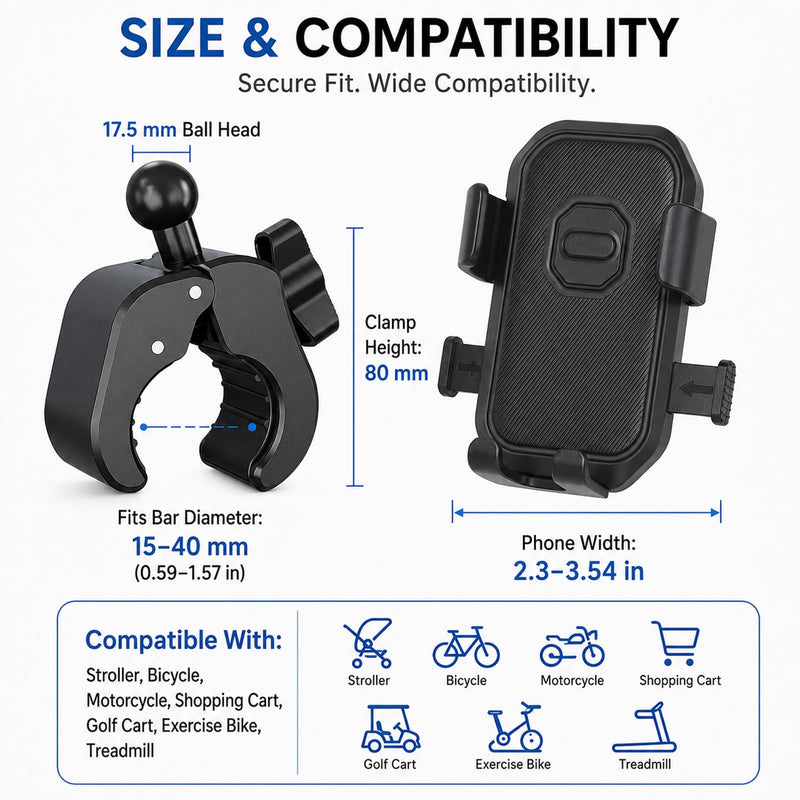 Stroller Phone Holder,Shopping,360° Rotation Phone Holder for Stroller,Stroller Phone Mount,Phone Holder for Golf Push Cart,Golf Push Cart Phone Holder for Smartphones