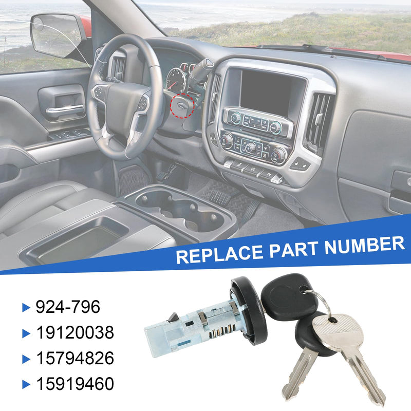924-796 Ignition Switch Lock Cylinder with Keys Replacement for Chevy Silverado Suburban Tahoe Impala GMC Sierra Yukon Savana 2007-2014, Replace 19120038 15919460, No Chip