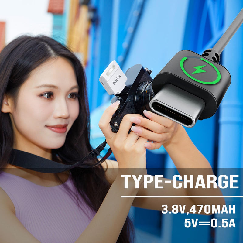 Camera Flash Godox iM22 Godox Flash - GN10/470 mAh/Type-c Charge/440 Full-Power Flashes/3s Recycle Times/5 Power Levels/Manual, Camera Flash for Sony zv1/Sony zve10/Ricoh gr3/Fujifilm f1 etc. (White)