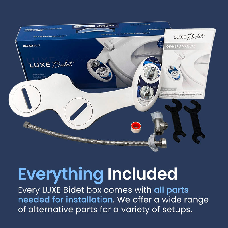 LUXE Bidet NEO 120 - Single Nozzle, Self-Cleaning, Non-Electric Bidet Attachment for Toilet Seat, Adjustable Water Pressure, Rear Wash (Blue) Blue