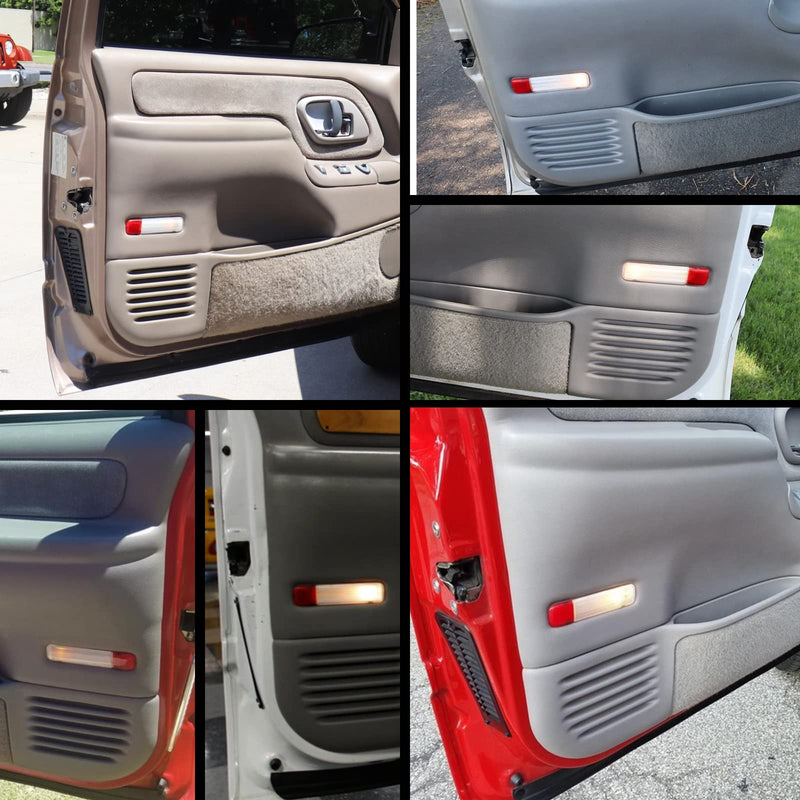 4PCS LED Interior Door Panel Lights Courtesy Light Compatible with 1995-1999 Chevy C/K Silverado Sierra Yukon Door Reflector Light Intended for Hummer H2 2003-2009 4PCS-white+red