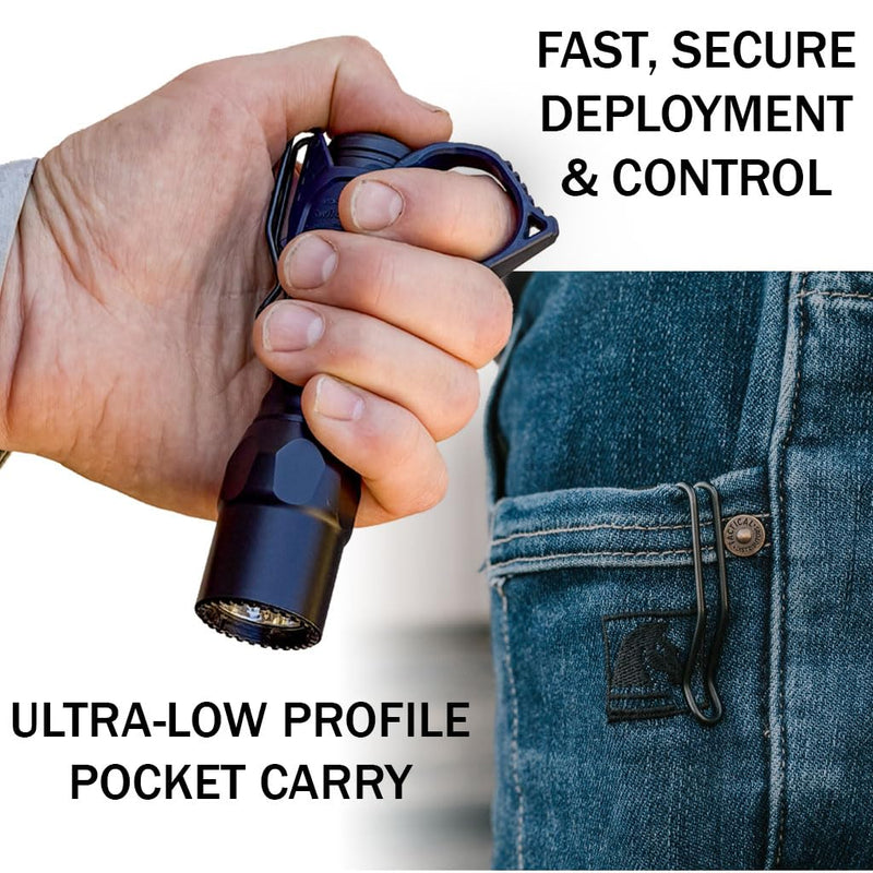 Thyrm Switchback 3.0 Deep Carry Flashlight Ring, Premium Metal Clip, Blue | Wire Clip Adjustable to Two Heights, Made in USA, For 1” Diameter Lights by SureFire, Modlite, Streamlight, Fenix, Nitecore Navy Blue