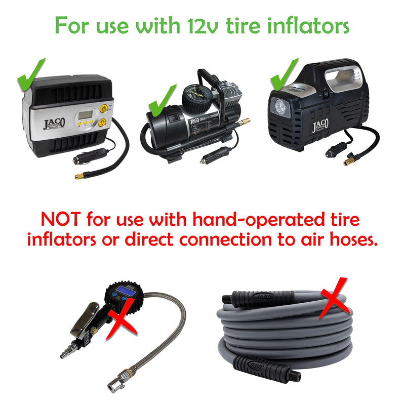 JACO Lightning L2X Quick-Connect Tire Inflator Air Chuck Extension (Locking Adapter) | Patented Lock-on Compressor Hose Attachment (Open Flow) 90 Degree Head