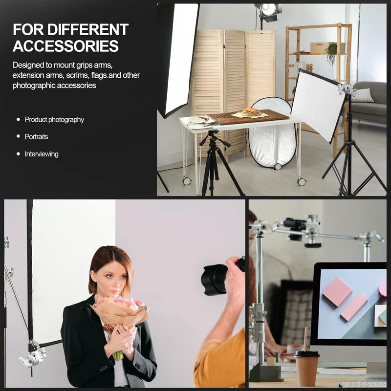 WELLMAKING Heavy Duty Grip Head 2.5inch Swivel Head Holder Adapter, Multi Functional Clamp Duty for Light Stand, Extension Boom Arm and Other Photographic Equipment with 1/2,1/4,3/8,5/8-inch Mount