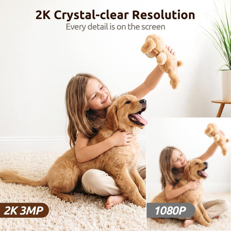 AOQEE 5G Cameras for Home Security Indoor, Pet Monitor w/Phone APP G5 2Pcs | Dual-Band Wi-Fi Indoor Camera with 24/7 TF Card Storage, 360 PTZ Auto-Tracking Pet/Dog/Cat/Puppy/Nanny, Motion Alert, Plug-in White-2Pack