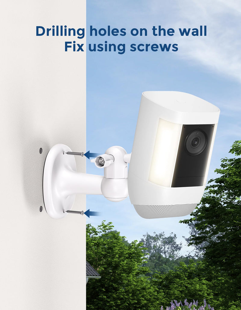 2-Pack Ring Camera Wall Mount, 360° Adjustable Indoor Outdoor Security Camera Bracket Compatible with Ring Spotlight Cam Plus/Pro/Battery & Stick Up Cam for Wider Coverage and Flexible Viewing White