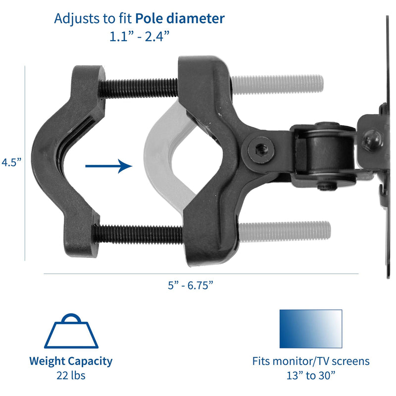 VIVO Steel Universal Bracket Pole Mount with Removable 75mm and 100mm VESA Plate, Fits up to 30 inch Screens, Black, MOUNT-POLE01